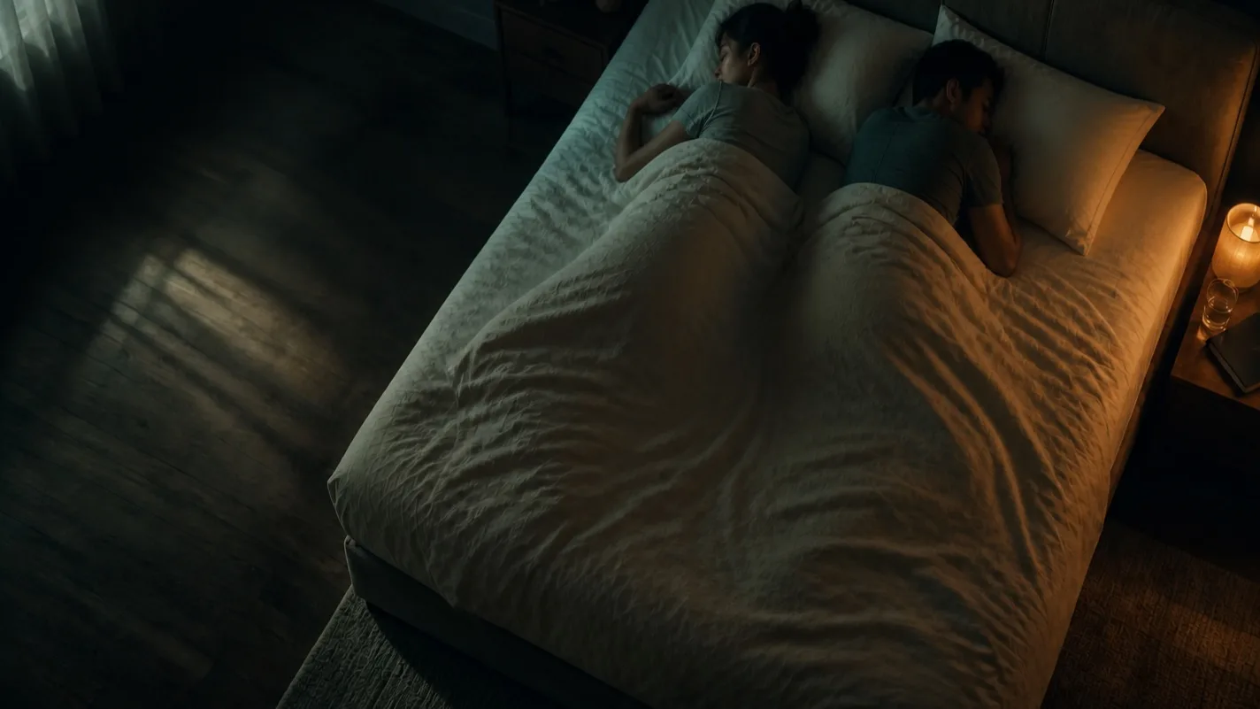 Concept view of both partners resting more peacefully in the same bed.